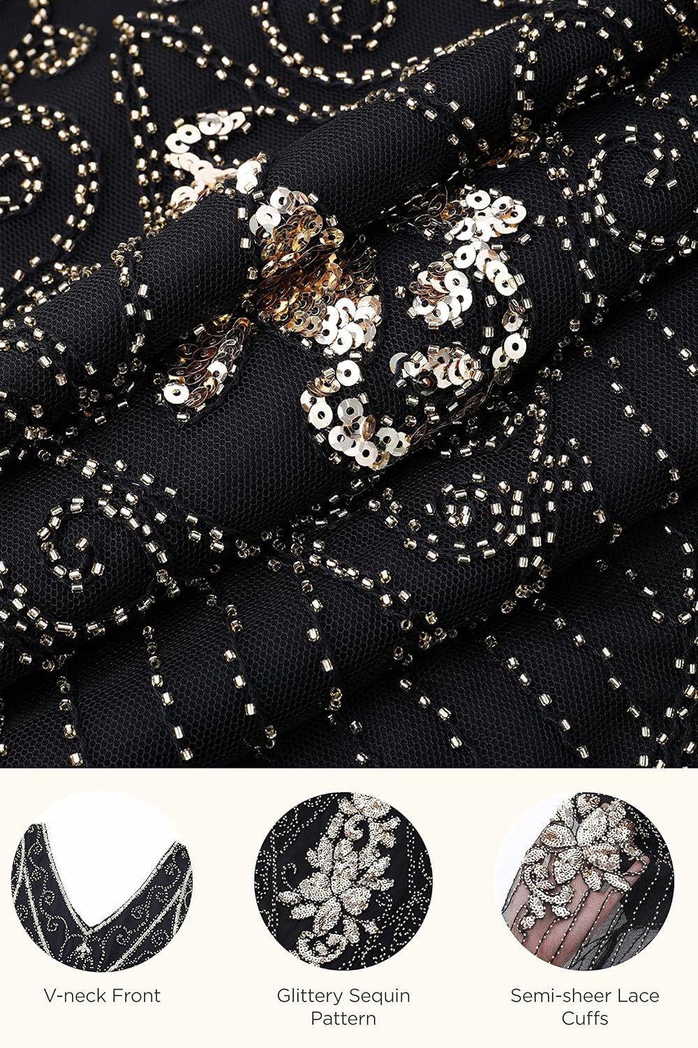 1920S Art Deco Fringed Sequin Dress Roaring 20S Flapper Fancy Dress Gatsby Costume Dress