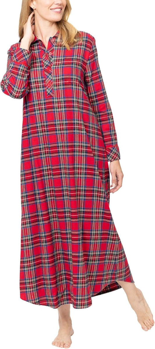 Women'S Flannel Nightgown Plaid - Cotton Flannel Nightgown Womens